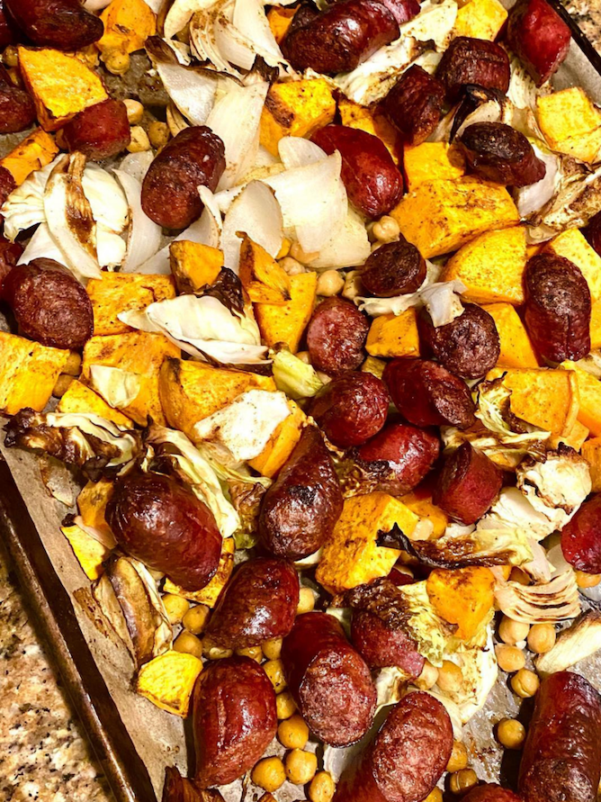 bratwurst sheet pan dinner