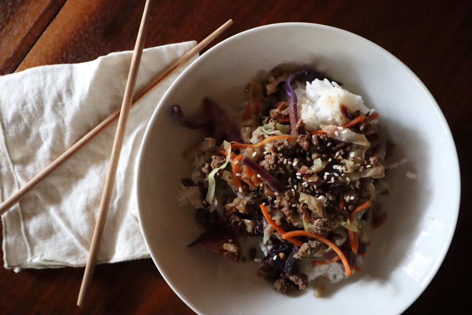 ground beef and cabbage stir fry
