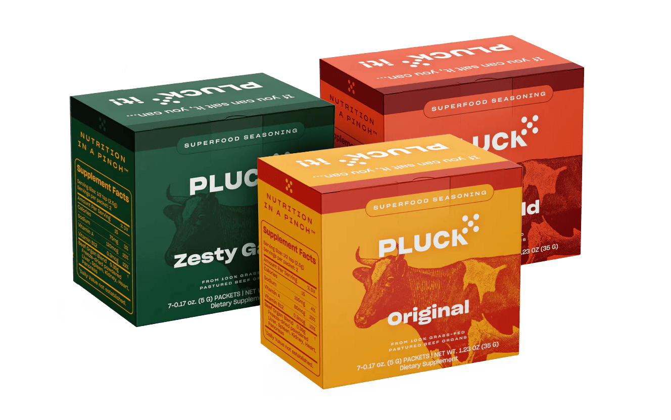 Pluck superfood seasoning travel pack with organic herbs and beef organ blend
