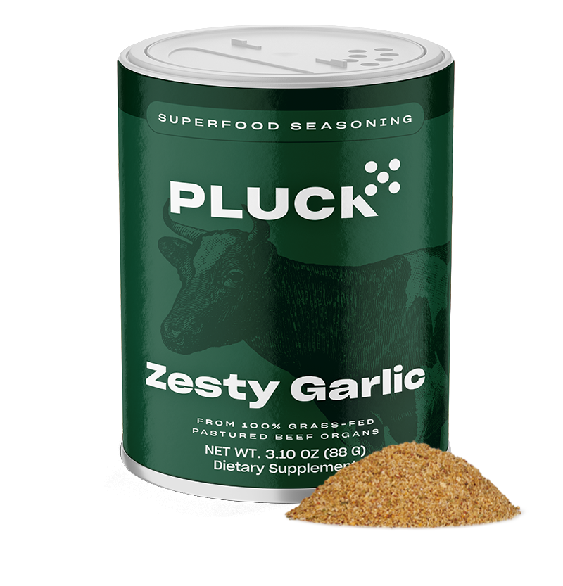 Pluck Fresh Herb and Garlic seasoning shaker with veggie garlicky flavor