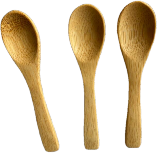 Pluck bamboo tray with 3 ceramic spice jars and spoons set