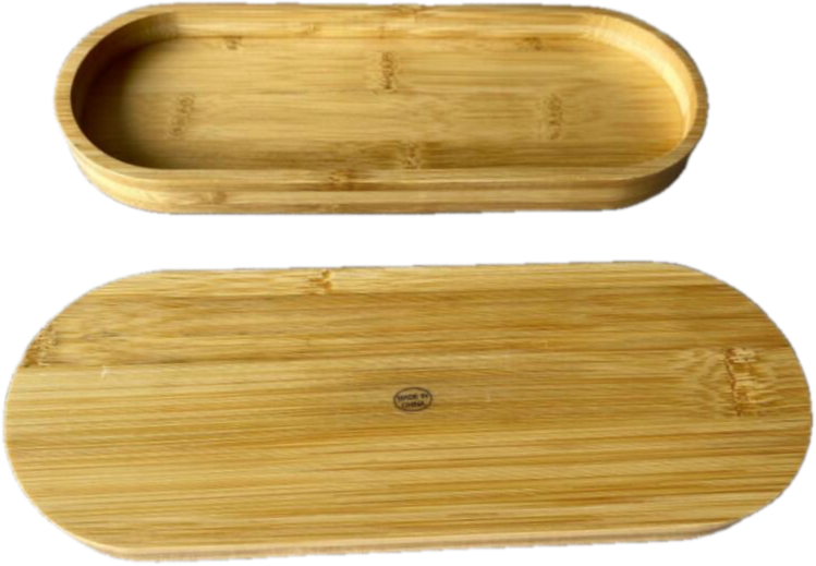 Pluck bamboo tray with 3 ceramic spice jars and spoons set