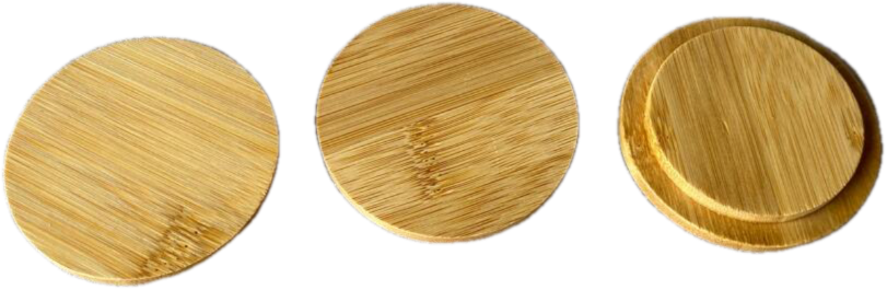 Pluck bamboo tray with 3 ceramic spice jars and spoons set