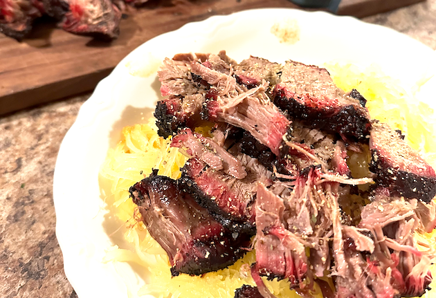 Brisket over spaghetti squash
