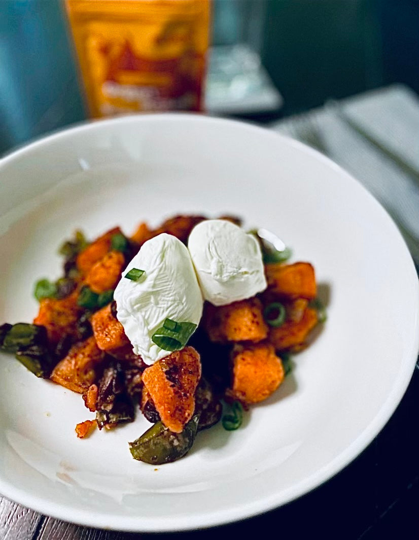 chicken heart sweet potato hash