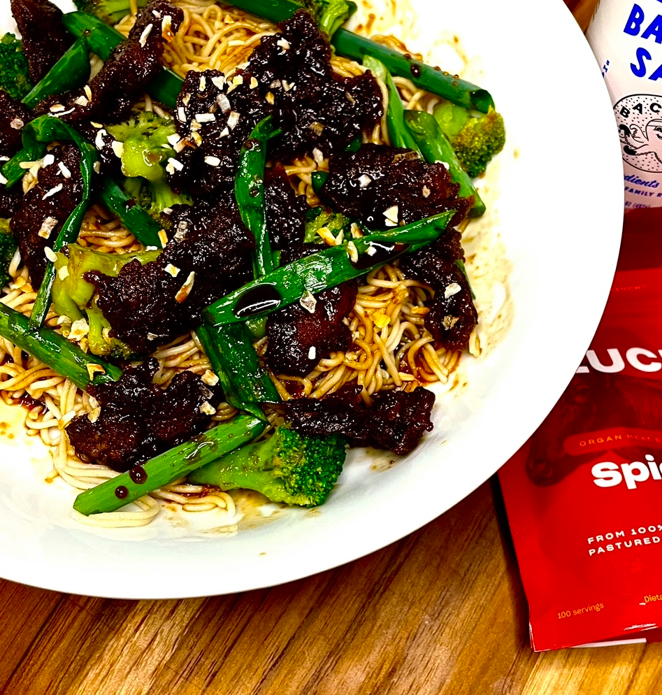 Crispy Beef and Broccoli Ramen with Savory Garlic Sauce