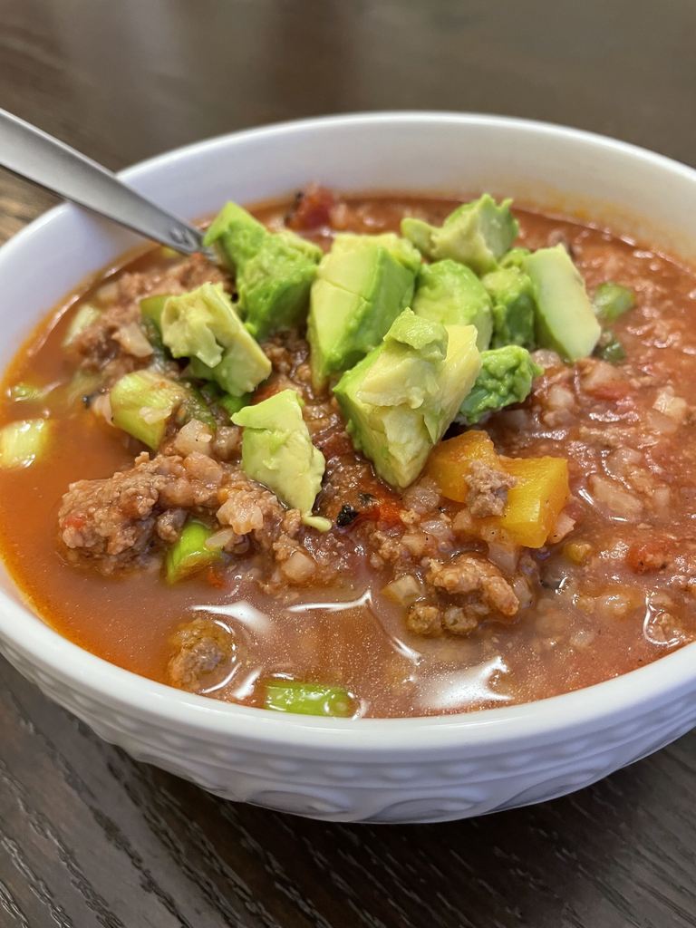 Hearty Stuffed Pepper Stew with Cauliflower Rice