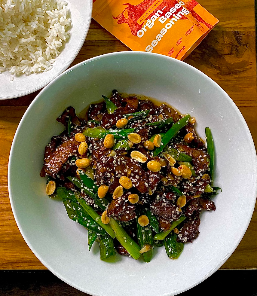 Spicy Thai Garlic Beef with Chili and Scallions