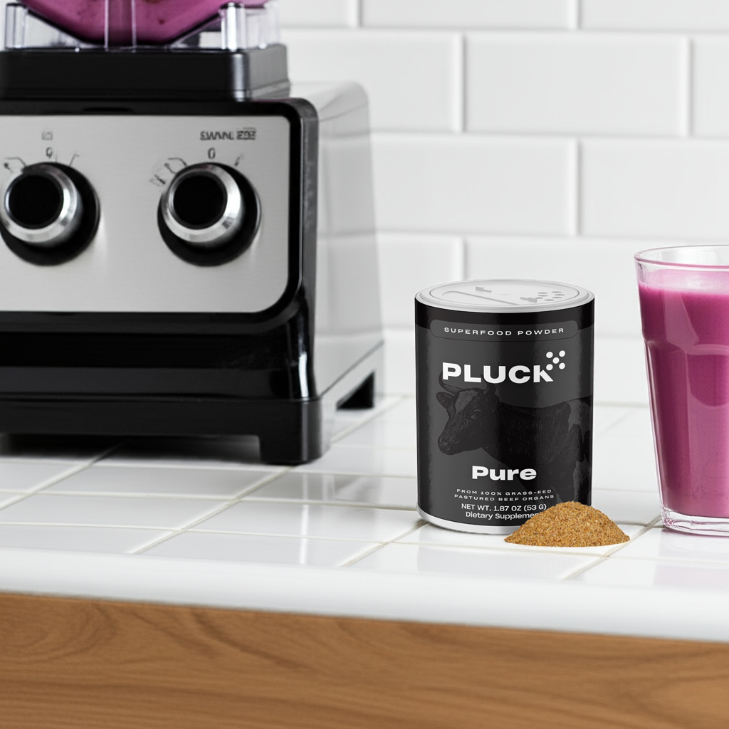 Pluck Superfood Seasoning Shaker with organic herbs and nutrient-rich organ meats